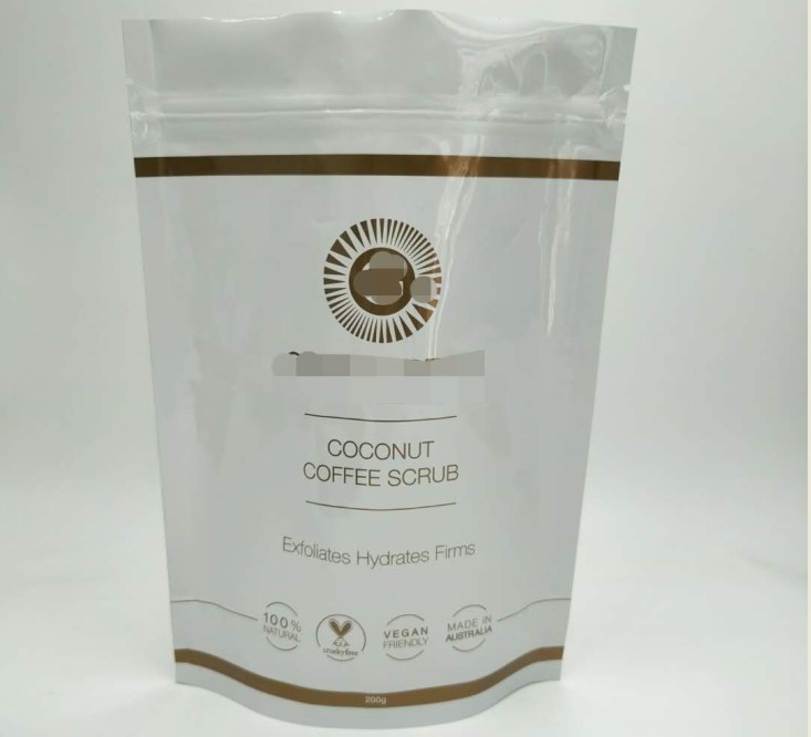 Beyaz Parlak Kozmetik Ambalaj Çantası, Gövde İçin Alüminyum Folyo Çanta Stand Up