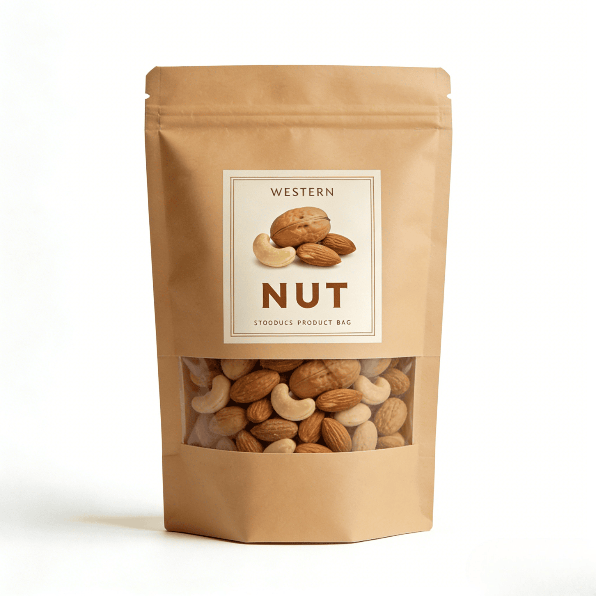 Özel Dijital Baskı Kraft Kağıt Sıcaklık Mühürü Pencereli Stand Çantası Evcil hayvanlar için Gıda ve Atıştırmalıklar Nem geçirmez