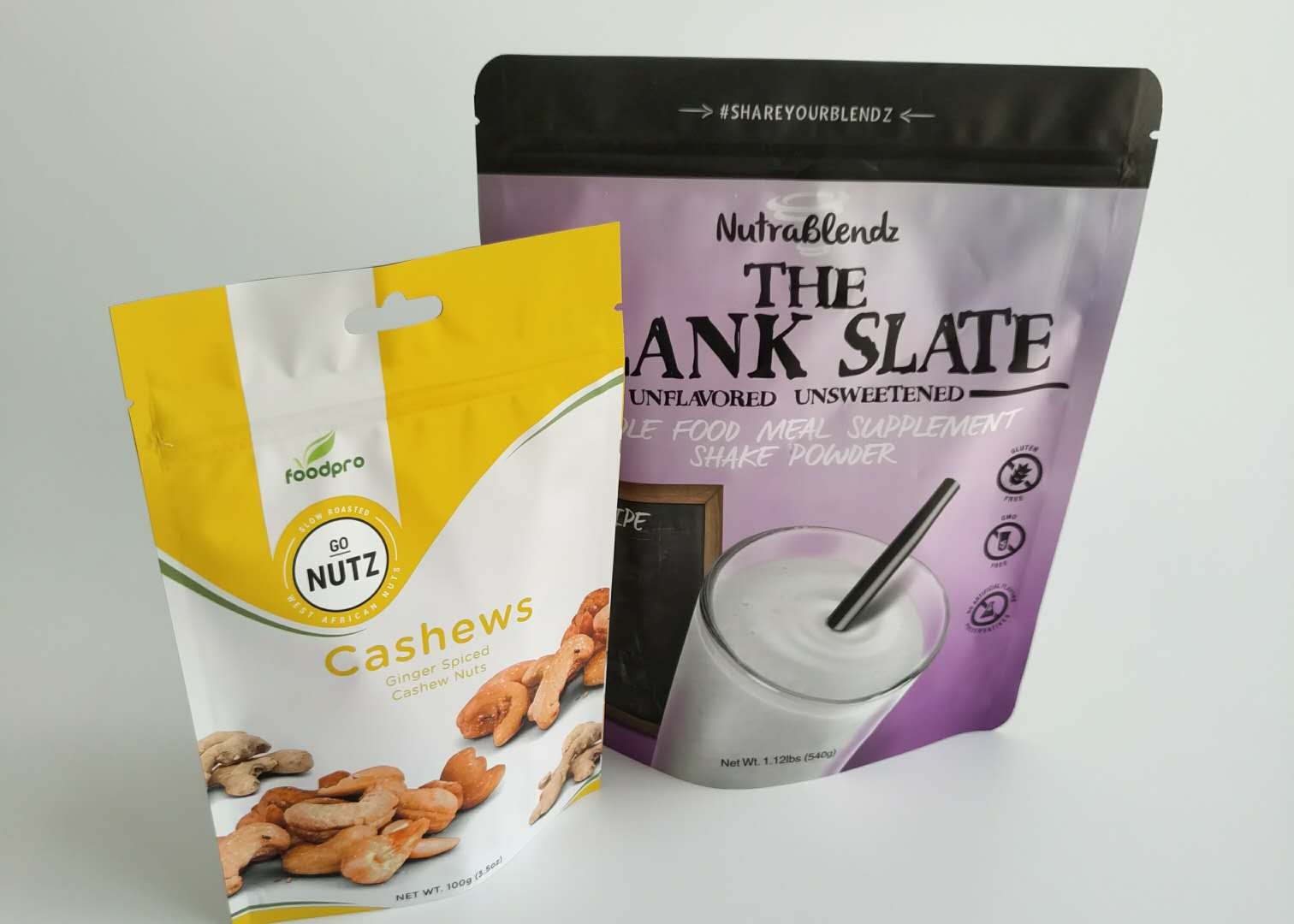 Kakao Protein Atıştırmalık Paketleme, Stand Up Zipper Pocket Özel Baskı Logo