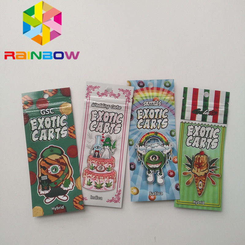 Holografik Vape Kartuş Plastik Torbalar Ambalaj Kilitli Cbd Yağ Egzotik Arabaları