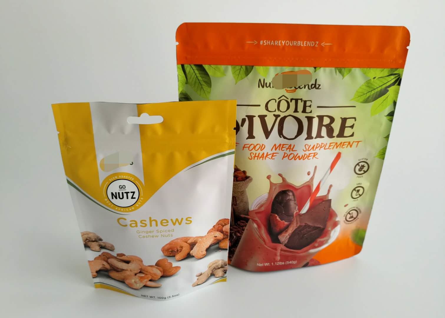 Organik Chia Tohumları Snack Çerezler Gıda Ambalaj Çanta Fermuar Ile Gravür Baskı