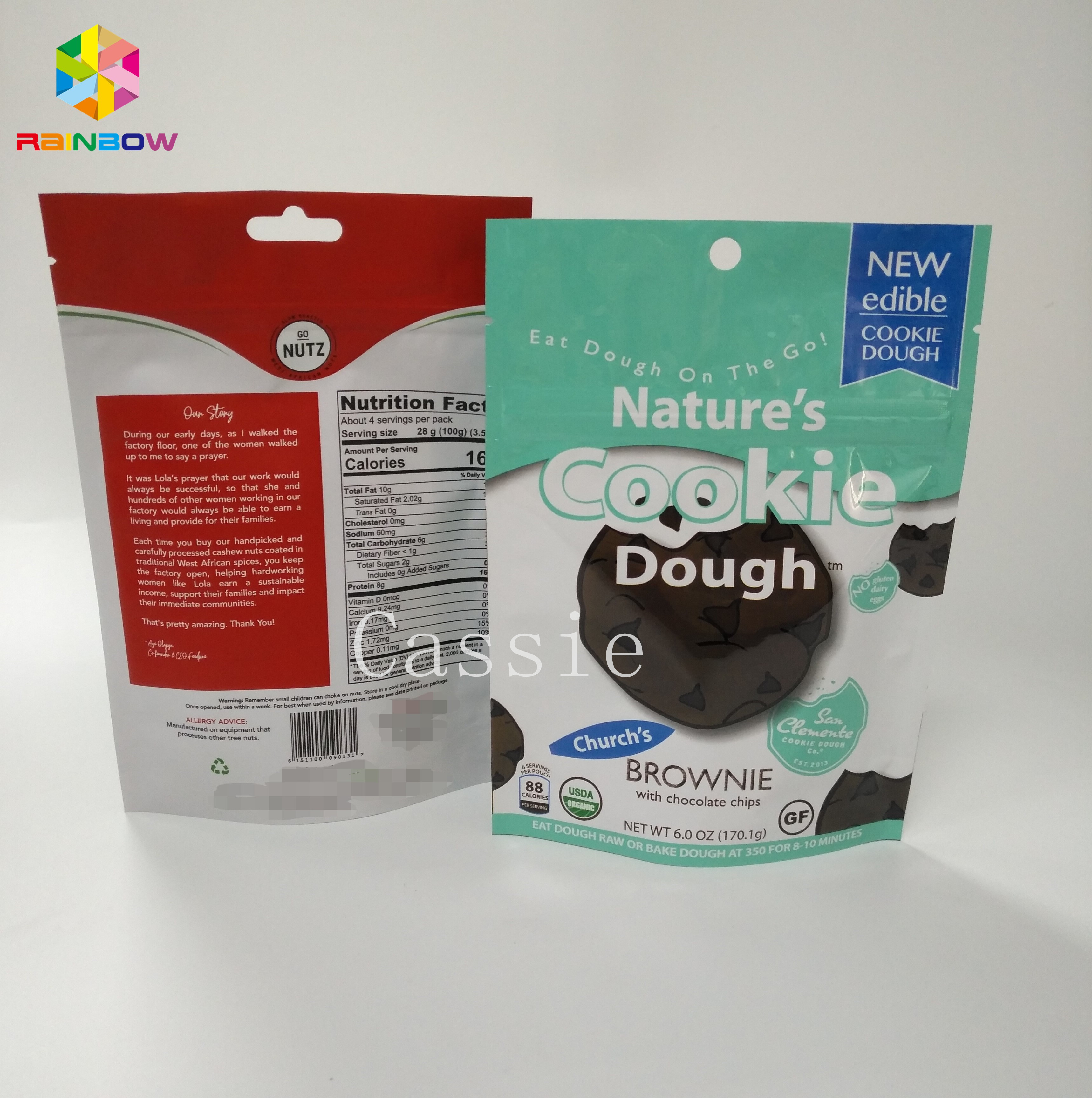 Özel Baskılı Snack Ambalaj Torbaları Koku Korumalı Kurabiye Kilitli Kılıfı