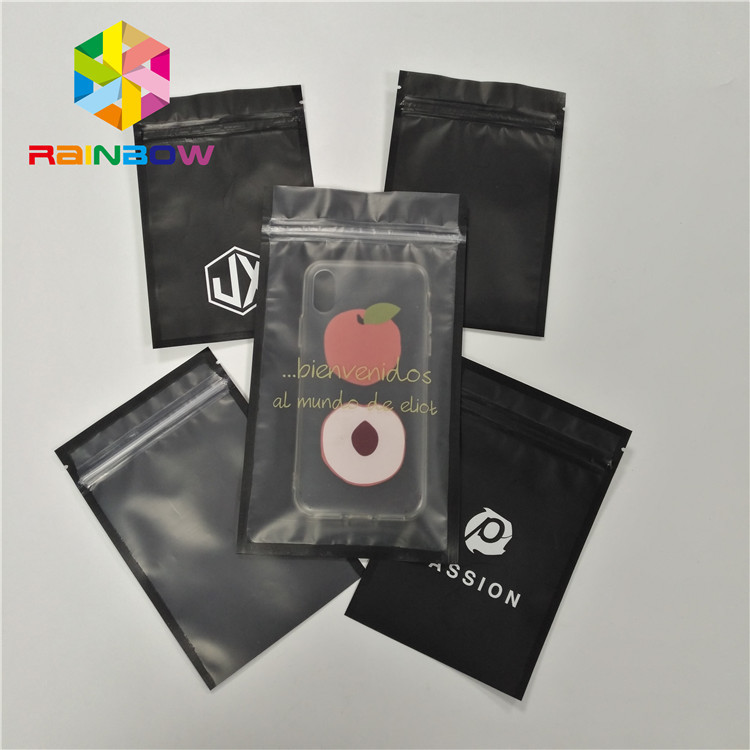 Özel Baskılı Üç Taraflı Mühür Plastik Çanta, Telefon Kabuğu Fermuarlı ve Önü Temizle ile Ambalaj İçin