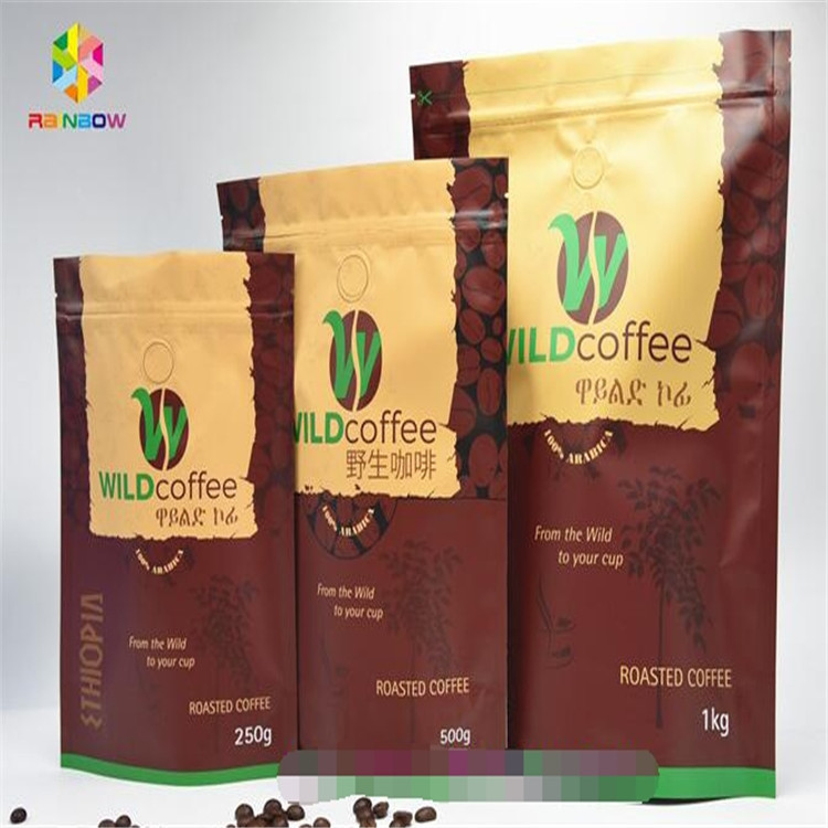 Yeniden Kapanabilir Alüminyum Folyo Stand Up Fermuarlı Kese, Valfli Baskılı Kilitli Torbalar