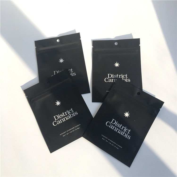 Ot Üç Cd Yaprak Ambalaj için Mat Üç Yan Mühür Düz Zip Kilit Plastik Torbalar