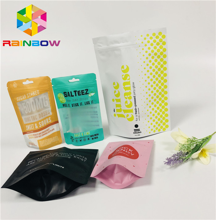 FDA Mylar Fermuarlı Kese Stand, Kilitli Asılı Delikli Plastik Torbalar