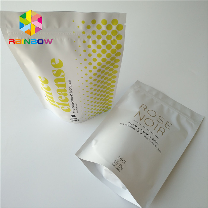 Kilitli Baskılı Folyo Stand Up Kozmetik Ambalaj Çantası Hindistan Cevizi / Kahve Vücut Ovma