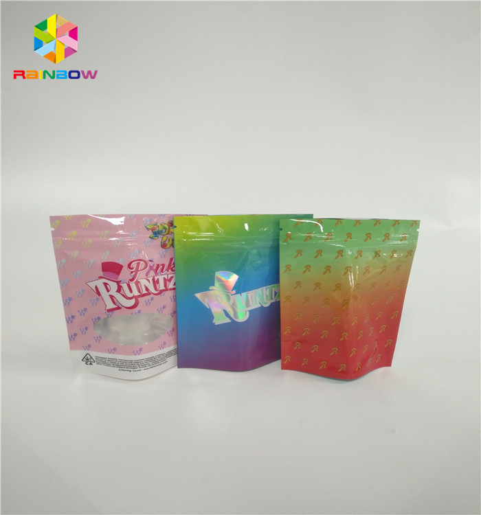 Childproof 3.5g Stand Up Fermuar Çanta Çanta Özelleştirmek Baskı Runtz Paketi Koku Geçirmez