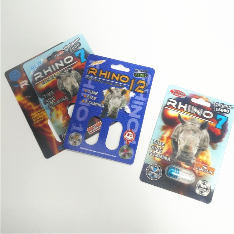 Sanat Kağıt Blister Kartı Ambalajı Gergedan Erkek Geliştirme Hapı Kutuları Özelleştirilmiş Boyut