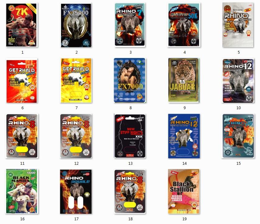 Dayanıklı Blister Kart Ambalajı Mamba / Magnum 25 k / Sert Rox Gergedan 69 Hap Kapsül Ekran Kutusu