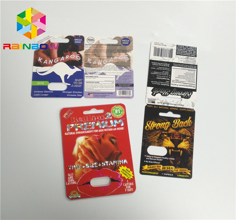 Blister Ekleme Kartı Erkek Geliştirme Hapları 3D Yüzey Sonu Paketleme