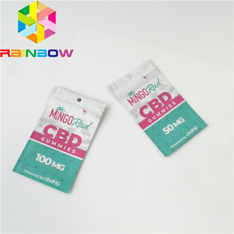 Geri dönüşümlü Plastik Torbalar Ambalaj Kilitli CBD Sakızlı Şeker Çanta Gravür Baskı