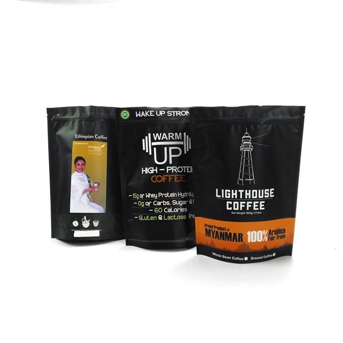 Alüminyum Folyo Mat Beyaz 1kg Kahve Mylar Çanta Stand Up Kahve Çekirdeği Kılıfı Fermuarlı