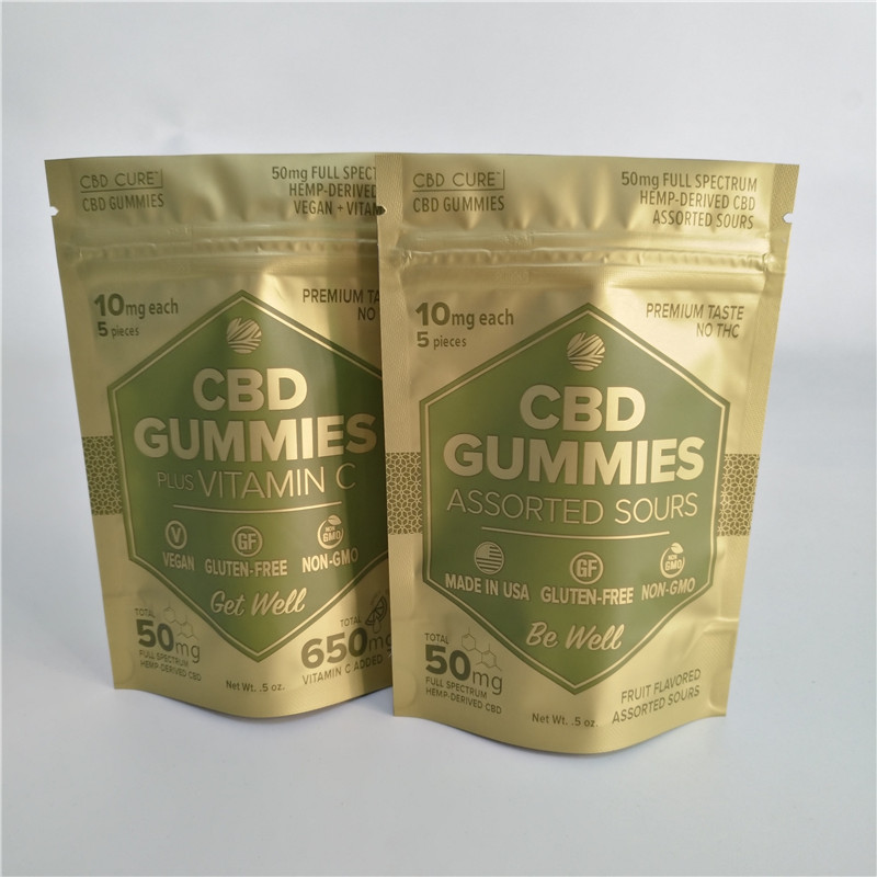 5oz 50mg Cbd Gummies Kılıfı VMPET Stand Up Kilitli Torba