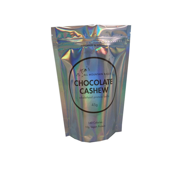 Toptan Özelleştirilmiş Holografik Lamine Zip Kilit Plastik Mylar Torbalar Protein topları Çanta