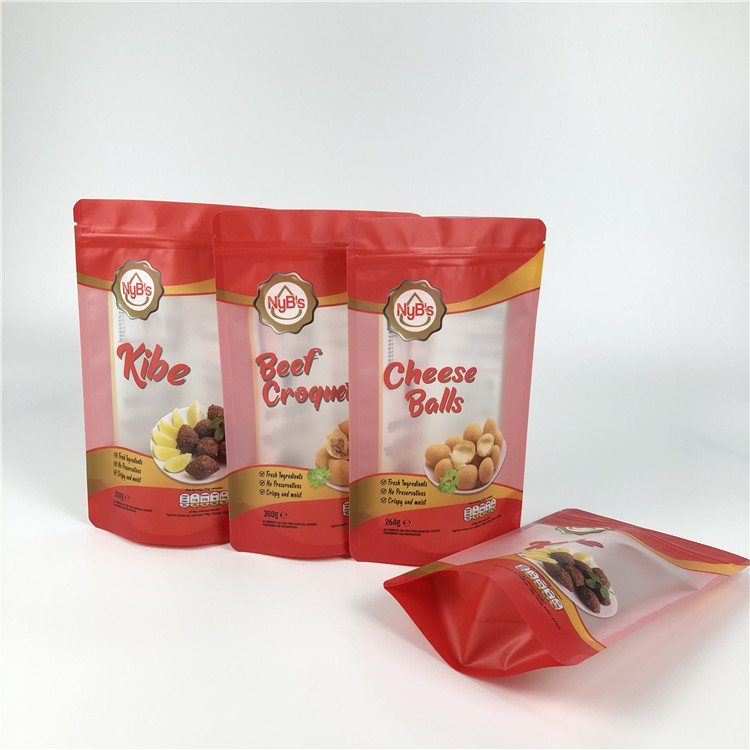 Şeffaf Pencereli Plastik GMOPP VMPET Stand Up Fermuarlı Çanta