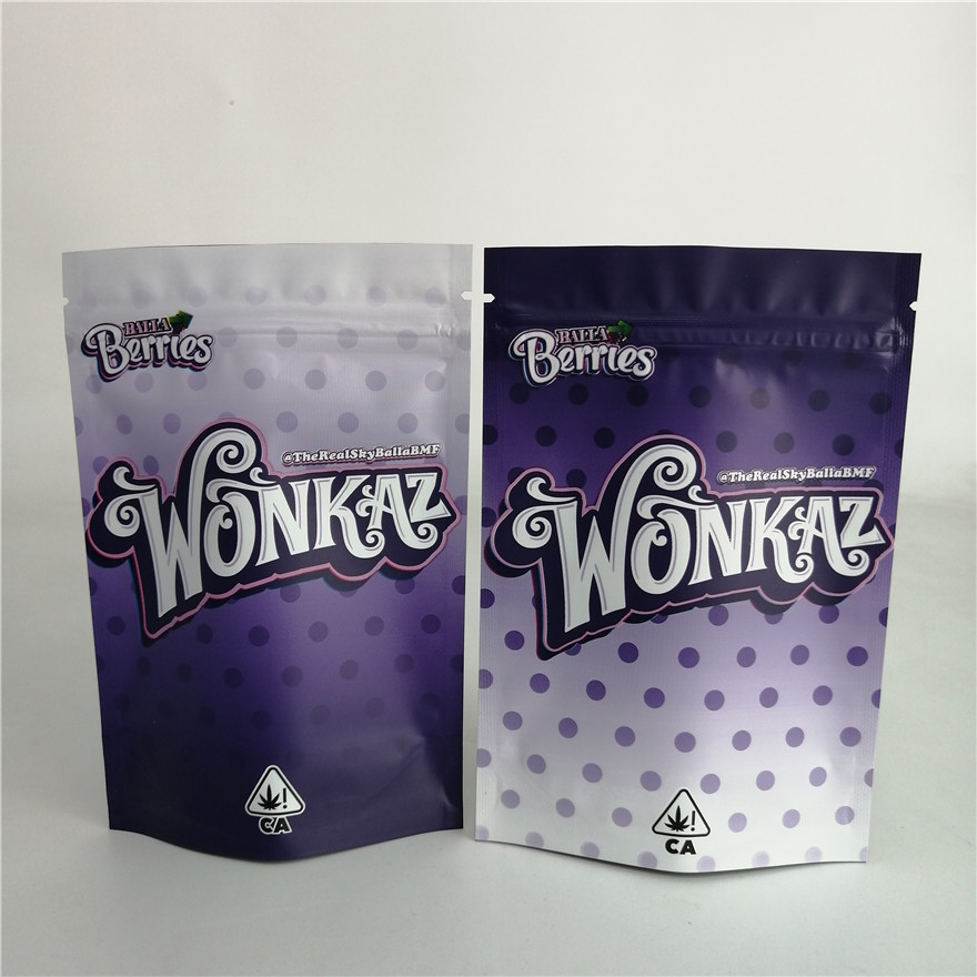 Özelleştirilmiş 3.5g Kurabiye Somunu Ot Stand Up Fermuarlı Kese Plastik Şeker Torbası 7g 18g 24g