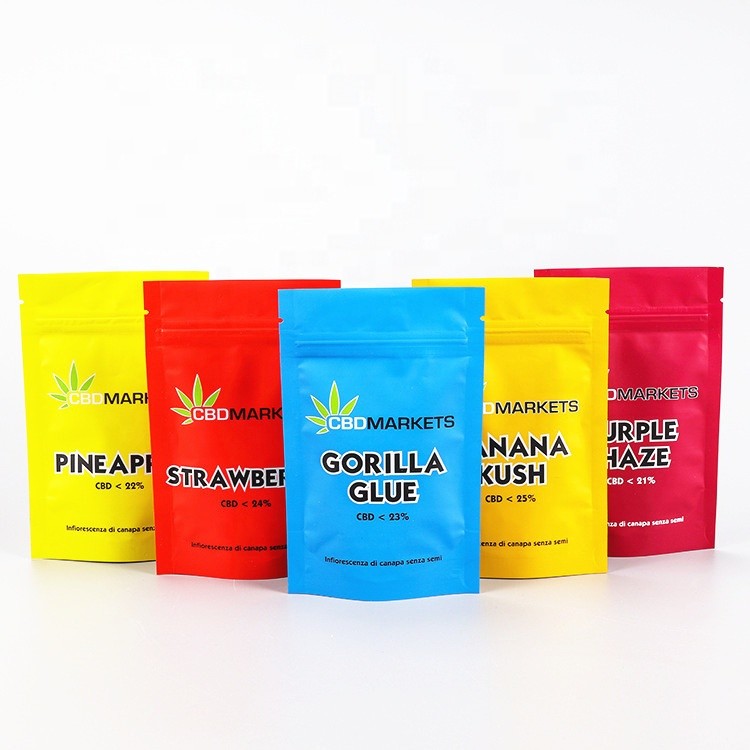 Açılıp kapanabilir Ot CBD VMPET 180mic Mylar Stand up Kılıfı