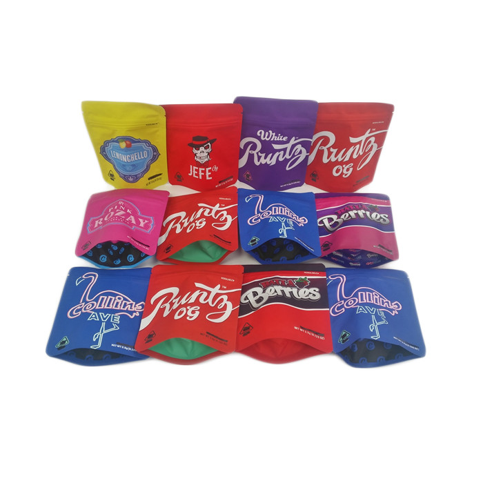 Gemiye Hazır Koku Korumalı 3.5g Kese Folyo Fermuar Yumuşak Dokunuşlu Yenilebilir Açılıp Kapanabilir Esrar Çiçek Ambalajı Mylar Çanta