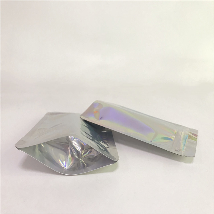 Kozmetik Ambalaj için Dijital Baskı Şeffaf Ön ve Holografik Arka Holografik Torbalar