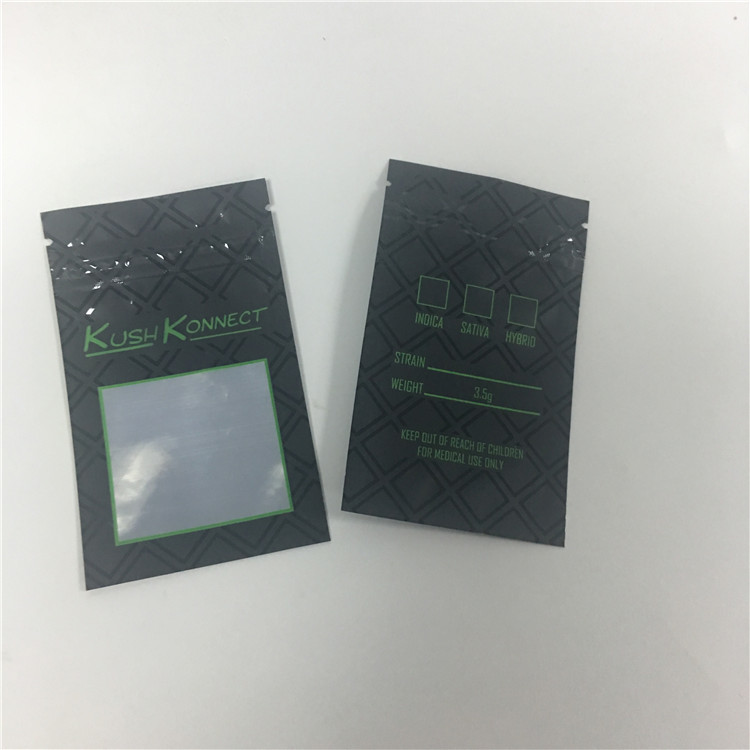 UV baskı KUSH PE Çocukların pencereli tütün poşetlerini açmasını önleyin