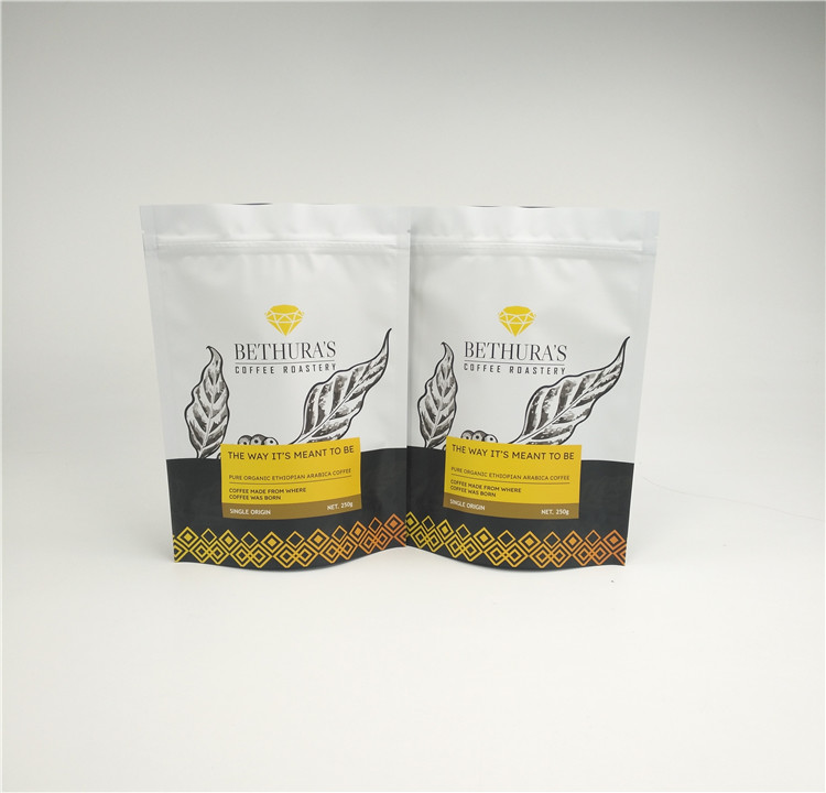 Kahve Çekirdekleri İçin 140mic MOPP Yeniden Kullanılabilir Yan Körüklü Mylar Çanta