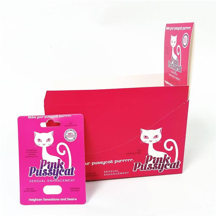 Pussycat Paketi Rhino Kapsül Hapları Blister Kartı UV baskı