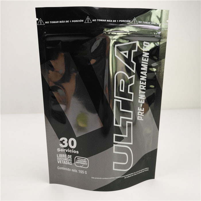 Parlak Siyah Alüminyum Folyo Mylar Plastik Daimi Kese Özel Logo