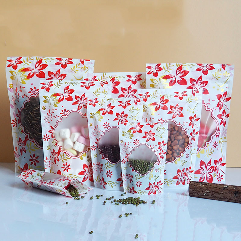 Fermuar Parlak Stand Up Plastik Kese Ambalajı Pencereli Özel Logo