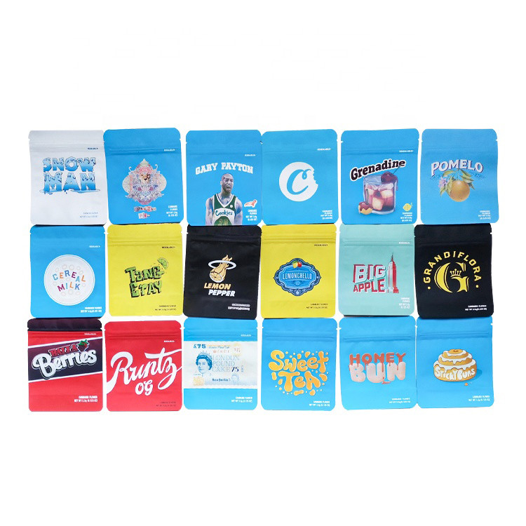 Çerezler California Sf 8th 3.5g Mylar Zip Kilit Çocukların Açamayacağı Çiçek Çantaları Küçük Boy 3.5g Hologramlı Çerezler Çantalar