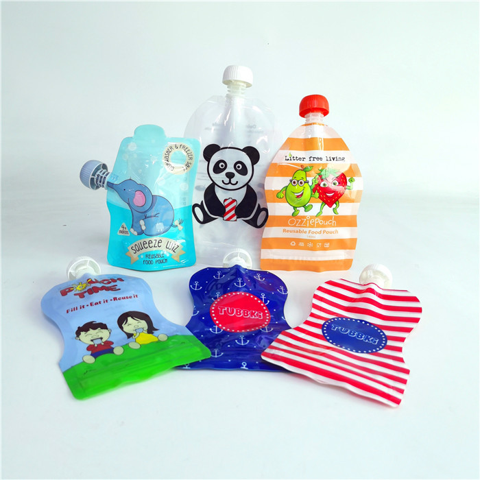 wholesale Plastik sıvı geçirmez emzik kese Meyve suyu sıvı için Mylar çanta Gıda Kılıfı paketleme Paketler şekilli mylar çantalar