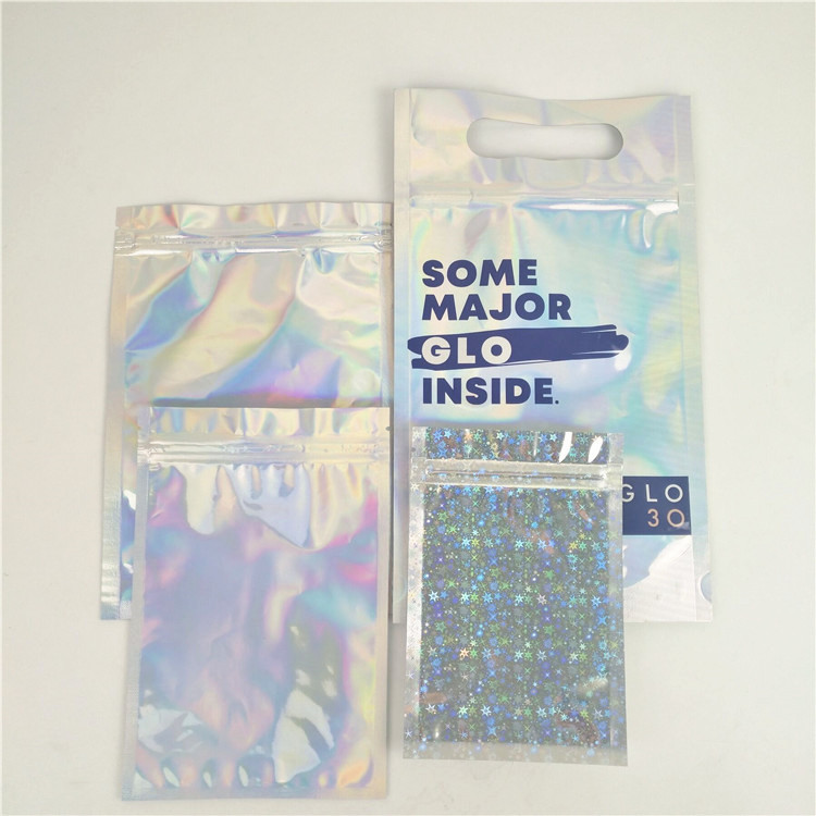 Parlak UV CMYK Fermuarlı Holografik Çantalar MOPP Plastik Gıda Ambalaj Torbası