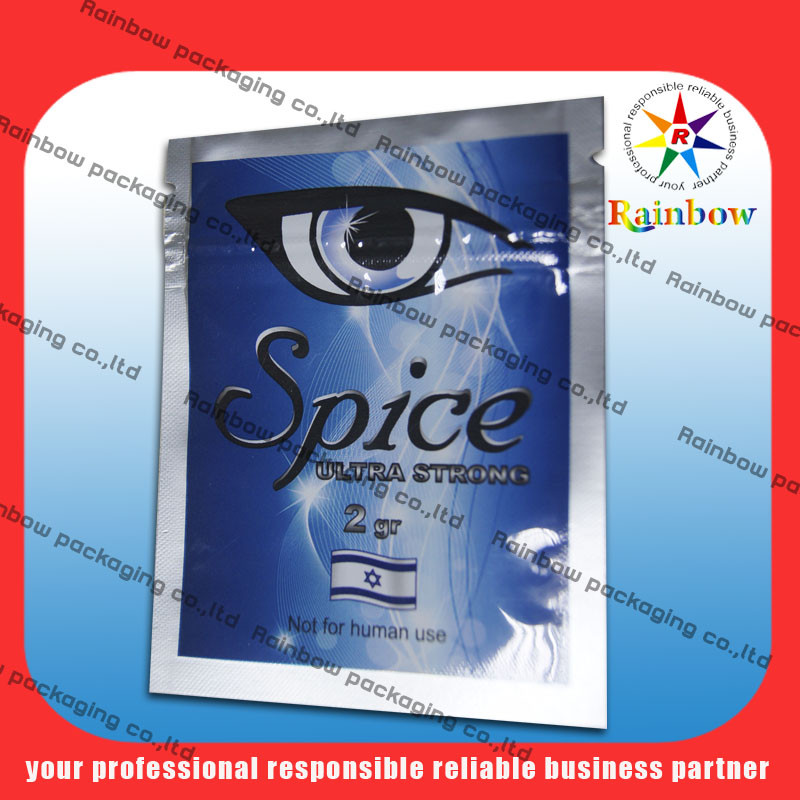 100 Mikron Alüminyum Folyo Çanta PET / AL / PE Bitkisel Tütsü Paketi İçin