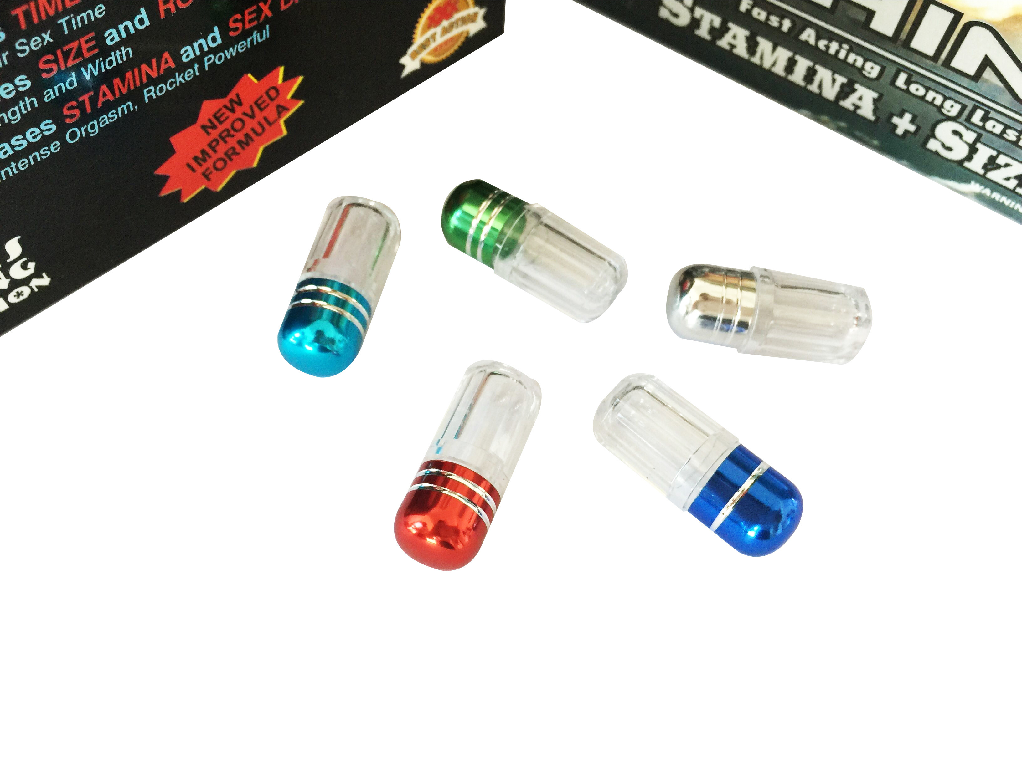 Kırmızı Gergedan 69 Penis Büyütme Kapsül Kavanoz Mermi / Seks Hapları Plastik Tıp Şişeleri