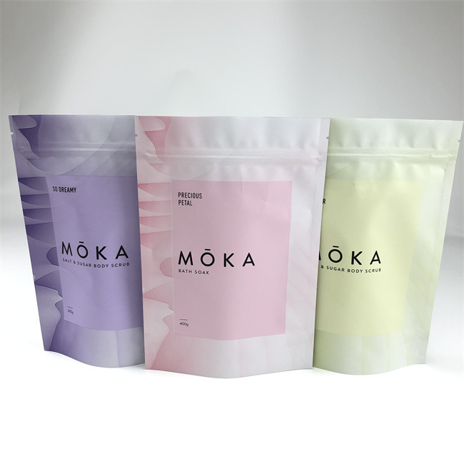 Gravür Baskı Plastik Banyo Tuzu Paketleme Torbaları Açılıp Kapanabilir Mat