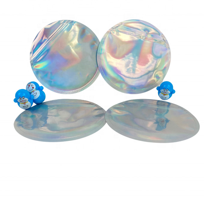Daire Hologram Mylar Fermuar Folyo Kılıfı Ambalaj 3.5g 4 İnç 5 İnç Çapı