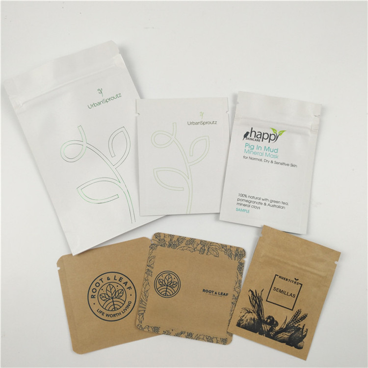 Fermuarlı Mini Kraft Kağıt Kozmetik Kılıfı Ambalajı Boş Folyo Kahve Çay Hapı Poşet