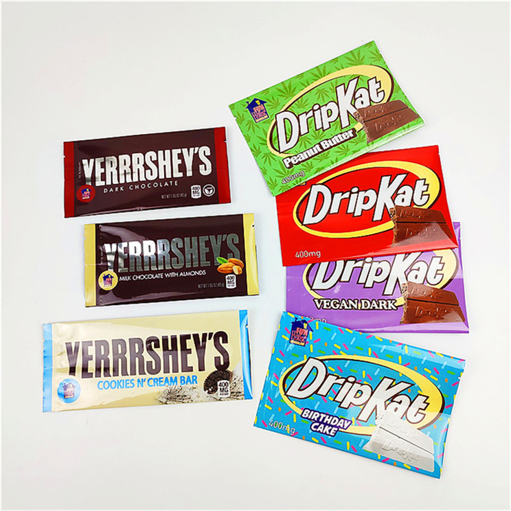 Çikolata Bar 400mg için Özel Baskılı Mylar Edibles Snack Çanta Ambalaj