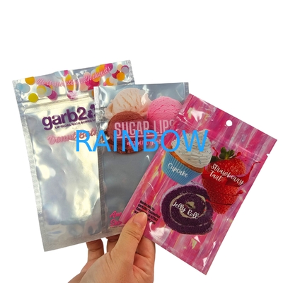 Özel Tasarımlı Kendini Sızdıran Nem İzleyici Sıcaklık Kapalı Fermuar Şeffaf Ön Alüminyum Folyo Geri Şeker İçin Mylar Plastik Torba