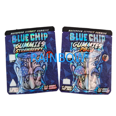 Kalıp Kesim Cali 3.5g 7g 14g 28g Mylar Torbalar, Sakızlar, Çiğneme Sakızları, Holografik Koku Geçirmez Kilitli Torbalar