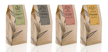 Geri Dönüşümlü Baskı Fermuar Çay Poşetleri Ambalaj Kare Alt Kahverengi